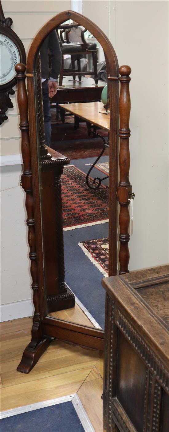 An oak cheval mirror H.144cm